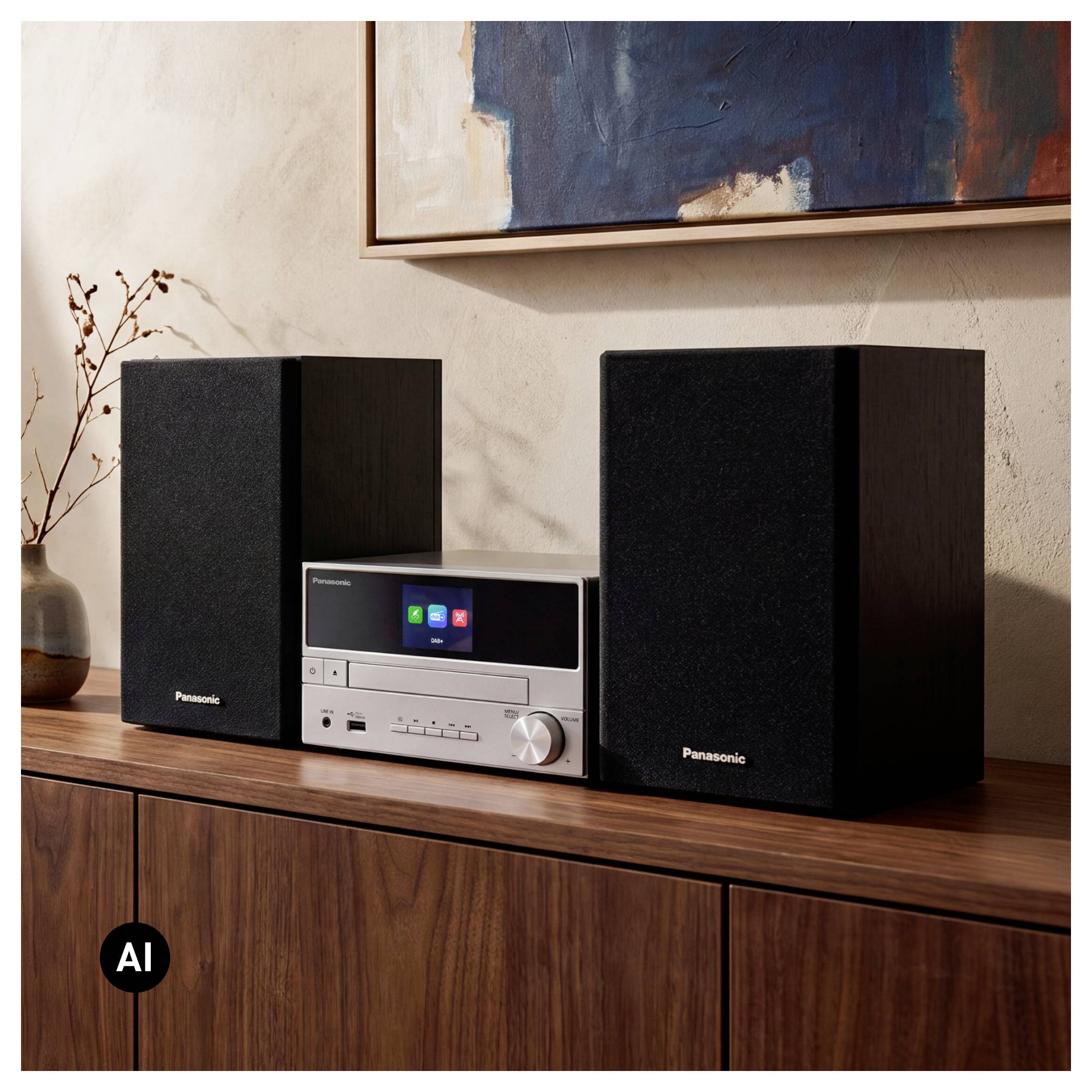 Panasonic SC-PM302E-S Stereoanlage Bluetooth®, CD, USB, DAB+, UKW, Inkl. Fernbedienung 20W Silber
