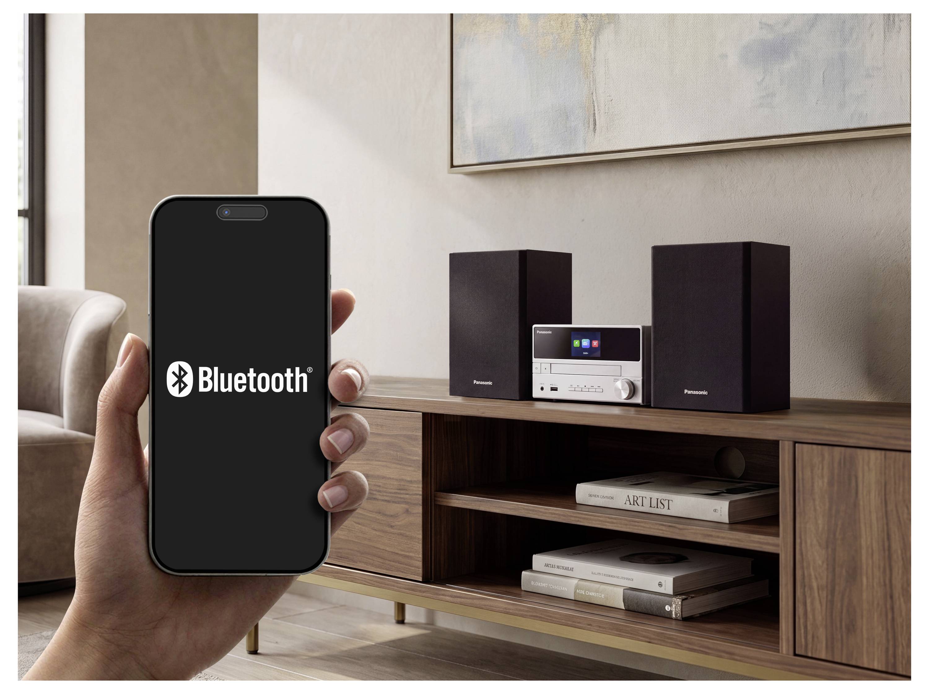 Panasonic SC-PM302E-S Stereoanlage Bluetooth®, CD, USB, DAB+, UKW, Inkl. Fernbedienung 20W Silber