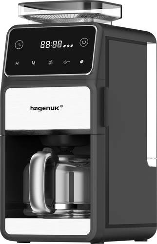 Hagenuk Kaffeemaschine Edelstahl, Schwarz Fassungsvermögen Tassen=12 Glaskanne, mit Filterkaffee-Fu