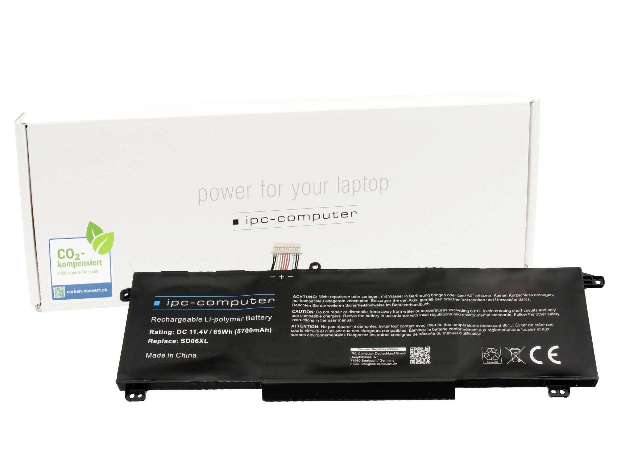 Schwarze Ersatz-Laptop-Batterie mit der Bezeichnung 
