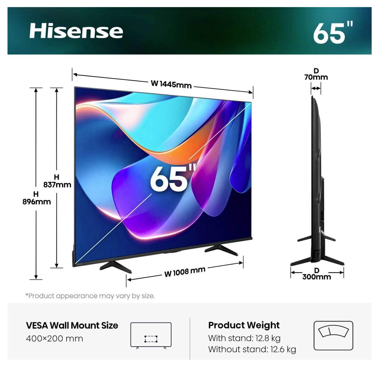 Hisense 65A6S LED-TV 164cm 65 Zoll EEK E (A - G) Schwarz Ultra HD, Smart TV