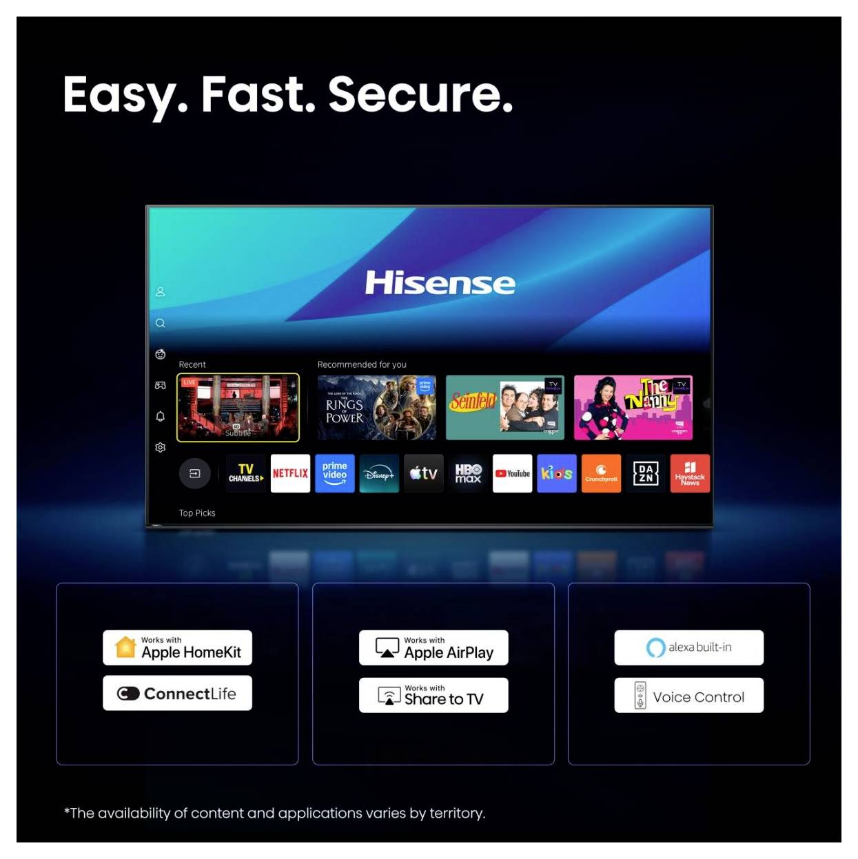 Hisense 65A6S LED-TV 164cm 65 Zoll EEK E (A - G) Schwarz Ultra HD, Smart TV