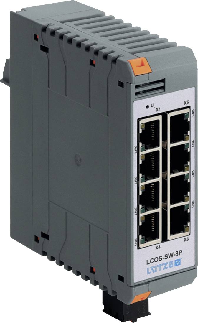 Industrielles Ethernet-Switch-Modul mit acht RJ45-Anschlüssen mit der Bezeichnung „LCOS-SW-8P