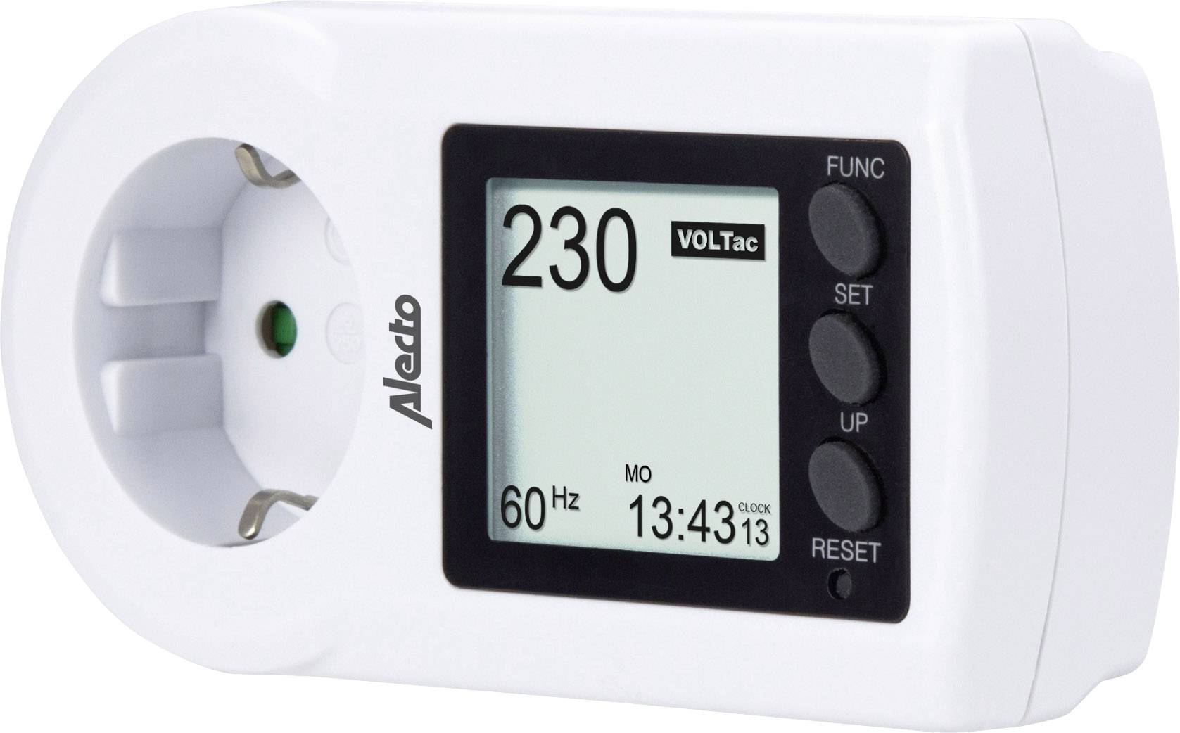 Alecto EM-17 Energiekosten-Messgerät Stromtarif einstellbar, Alarmfunktion, integrierter Pufferakku