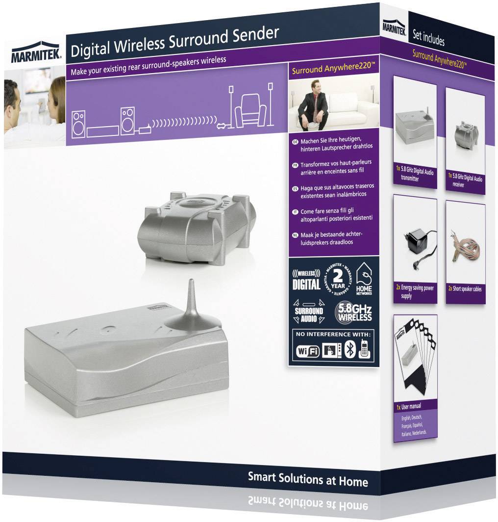 Marmitek Surround Anywhere 220 Klemmanschluss-Funkübertragung (Set) 30 m 5.8 GHz eingebauter Verstärker