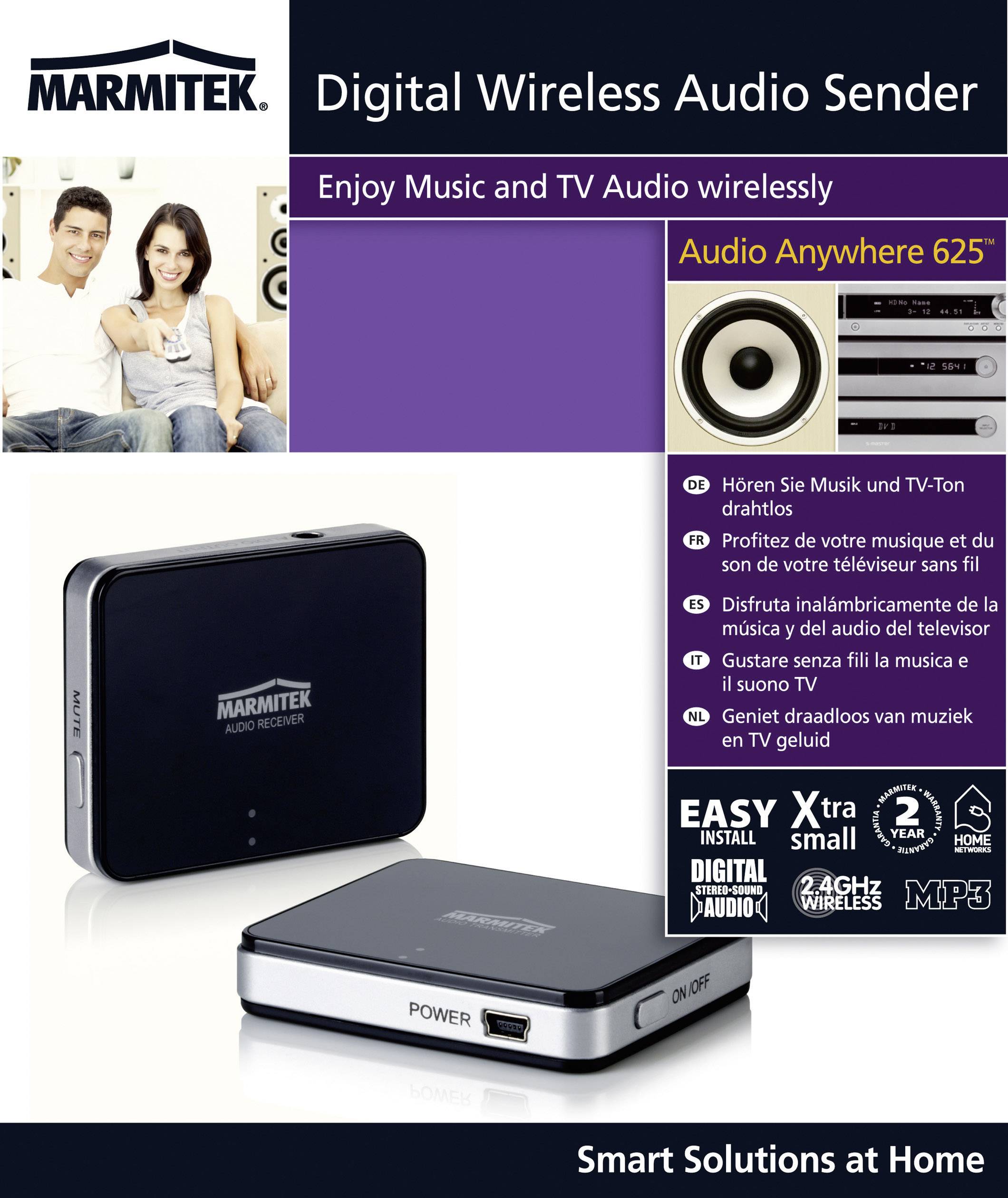 Marmitek Audio Anywhere 625 Cinch (Stereo)-Funkübertragung (Set) 10m 2.4GHz