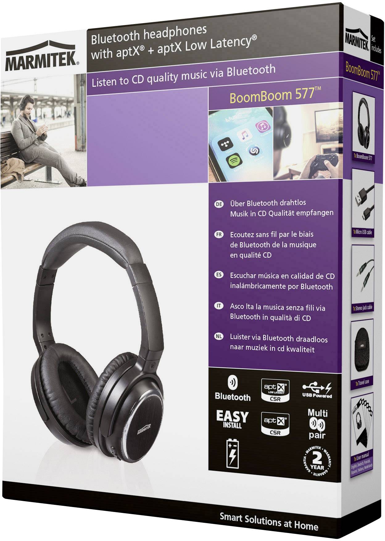 Marmitek BoomBoom 577 Over Ear Kopfhörer Bluetooth® Schwarz Headset, NFC