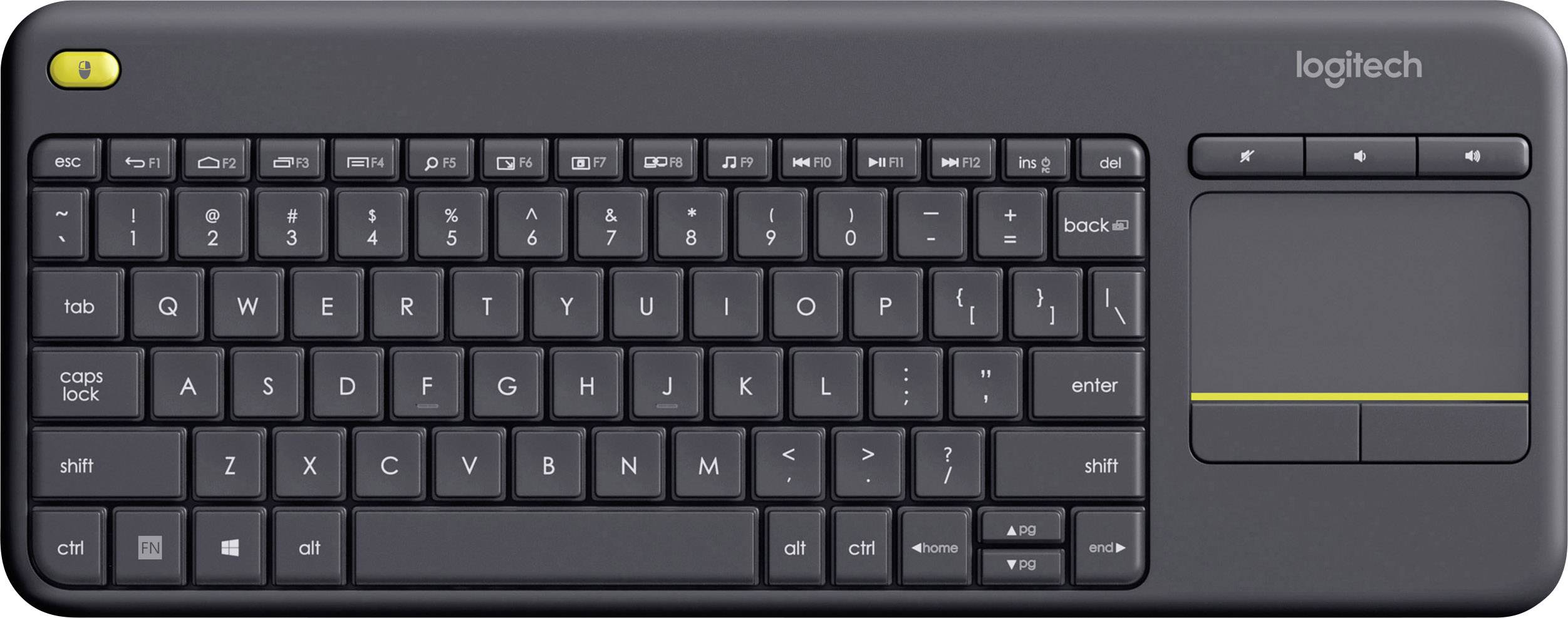 Logitech K400 Plus Funk Tastatur Englisch, QWERTY Schwarz
