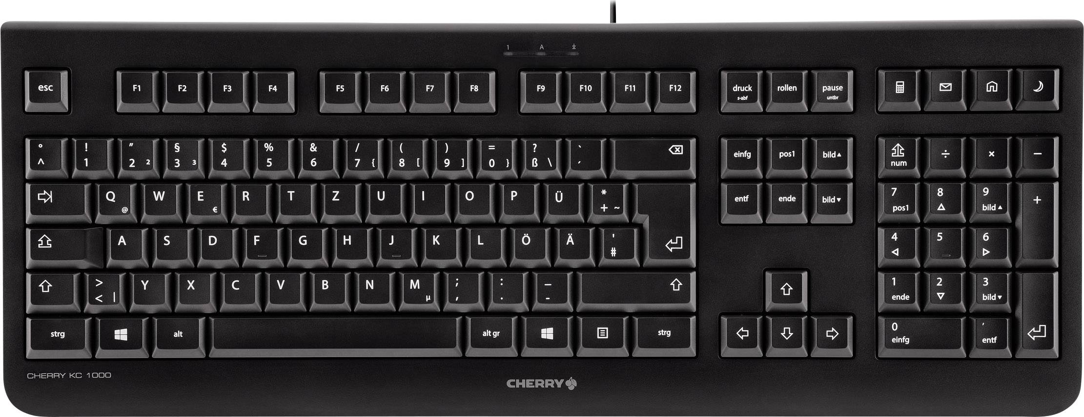 CHERRY KC 1000 USB Tastatur Englisch, QWERTY Schwarz USB-Anschluss
