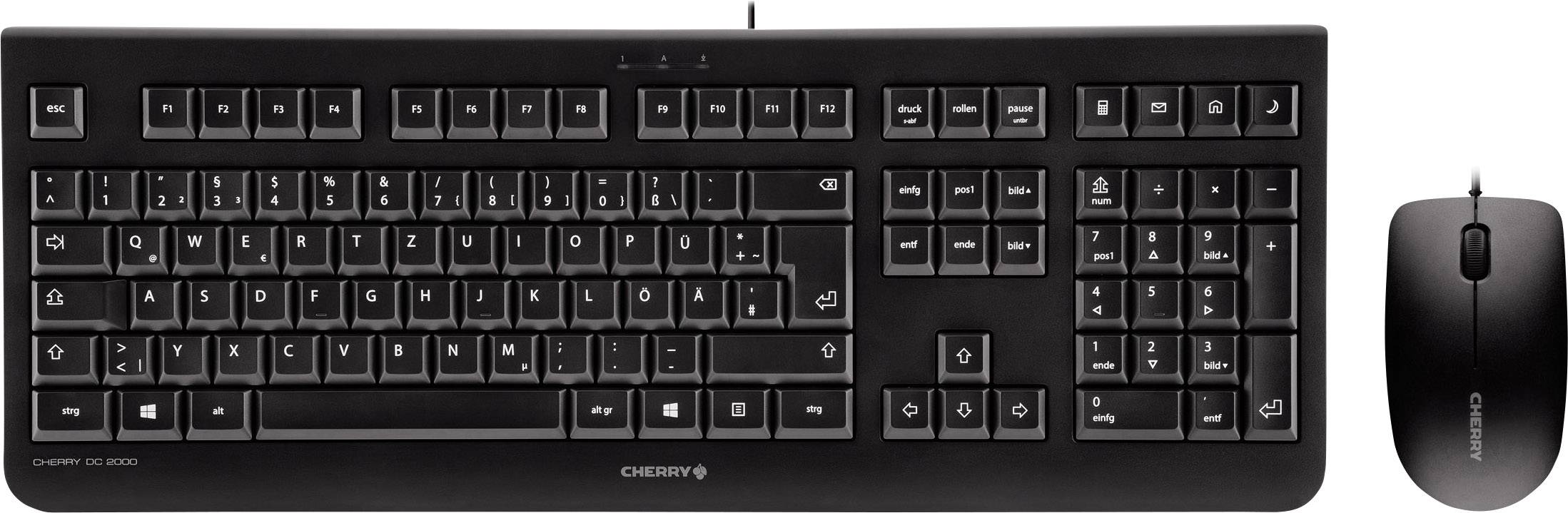 CHERRY DC 2000 USB Tastatur, Maus-Set USB-Anschluss Englisch, QWERTY Schwarz