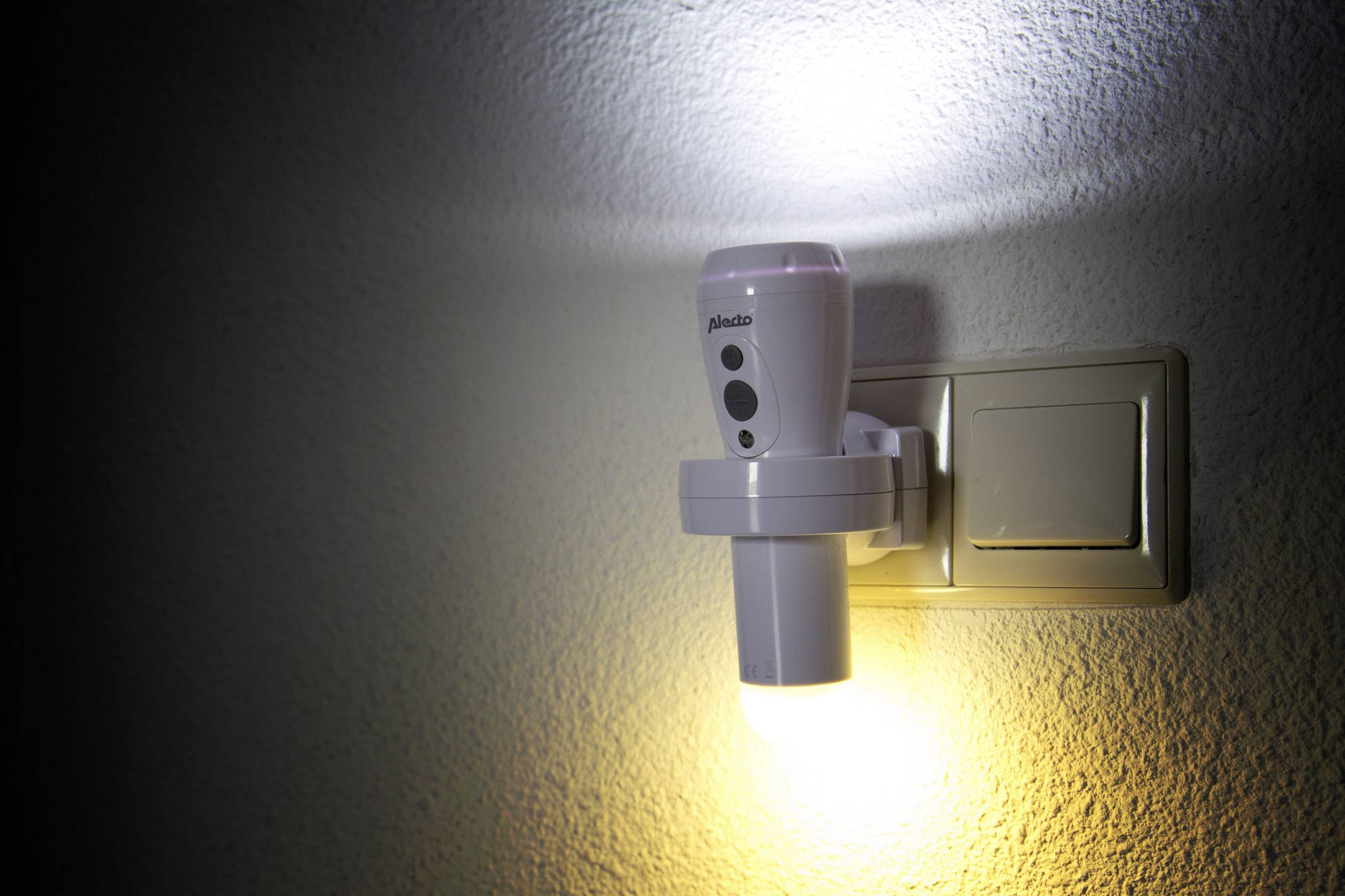 Alecto ATL-110 LED Taschenlampe, Notleuchte mit Nachtlicht-Funktion batteriebetrieben, netzbetrieben 2 h 200 g