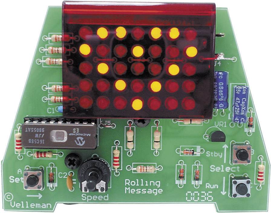 Whadda MK124  Laufschrift Bausatz Ausführung (Bausatz/Baustein): Bausatz 9 V/DC, 12 V/DC