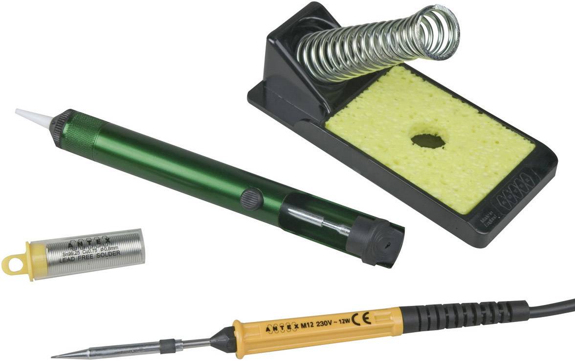 Antex SK12P Lötkolben-Set 230 V 12 W +370 °C (max) inkl. Ablage, inkl. Entlötsaugpumpe, inkl. Löt