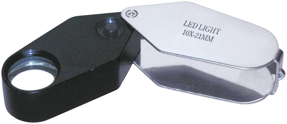 RONA 450515 Einschlaglupe mit LED-Beleuchtung Vergrößerungsfaktor: 10 x Linsengröße: (Ø) 21mm