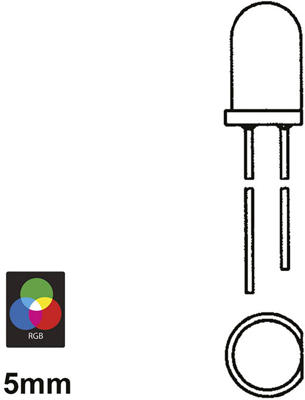 Velleman LED5/RGB LED RGB RGB Rund 5mm 750 mcd, 1500 mcd, 750 mcd 20mA