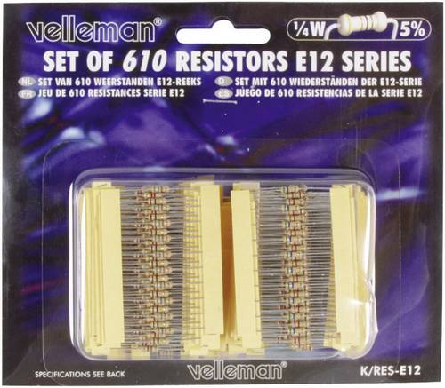 Whadda K/RES-E12 K/RES-E12 Kohleschicht-Widerstand Sortiment axial bedrahtet 0.25 W 5 % 1 Set