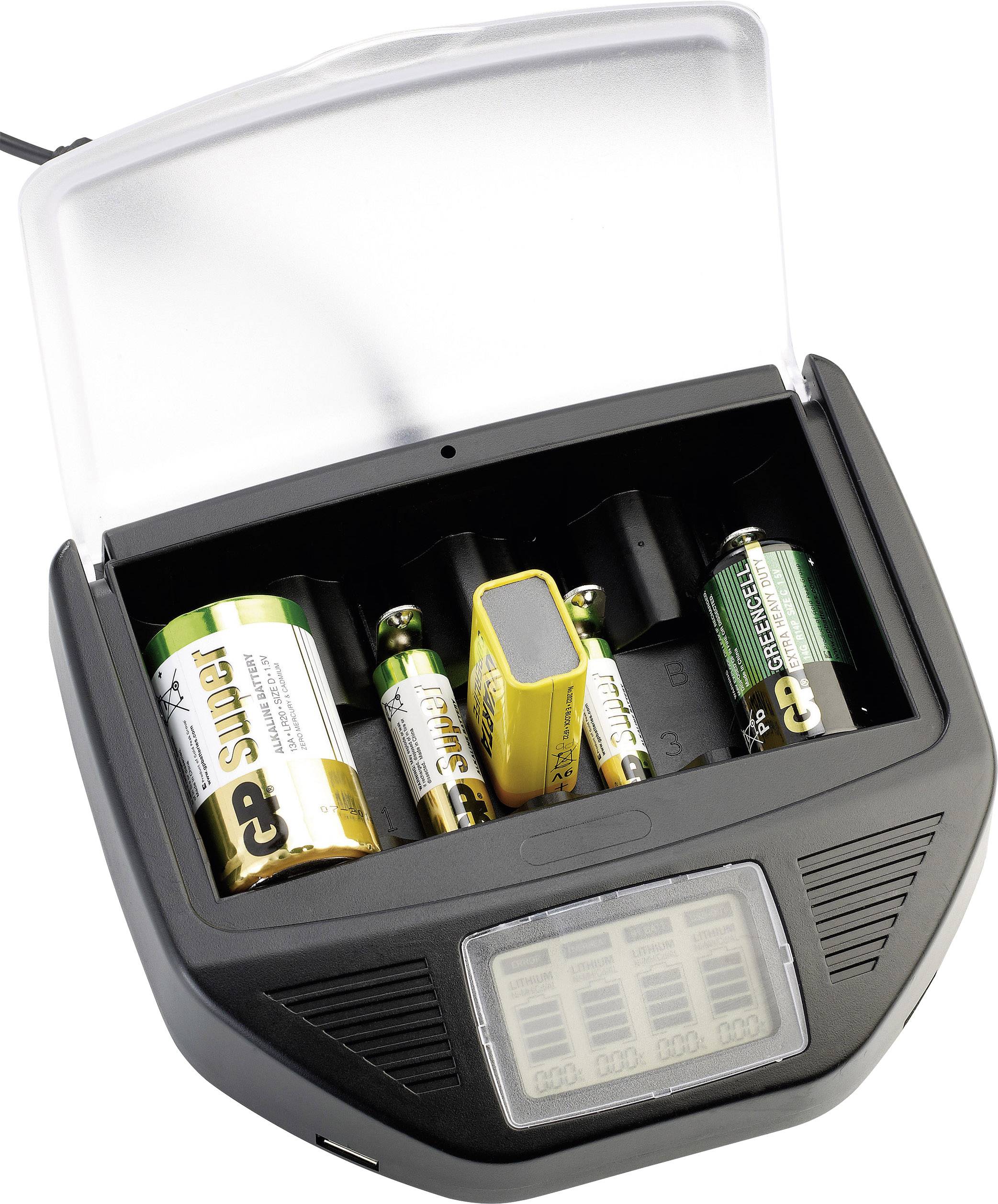 Inovaxion INOX4932 Rundzellen-Ladegerät LiIon, NiCd, NiMH Knopfzellenakku, 9 V Block