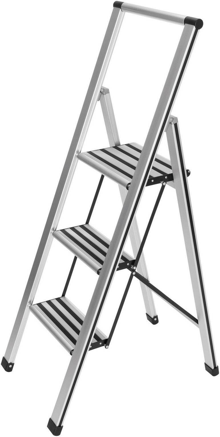 WENKO Alu-Design Klapptrittleiter 3-stufig, Haushaltsleiter