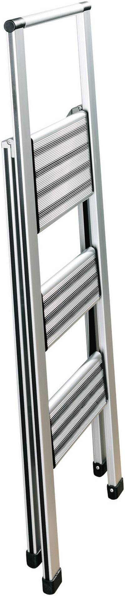 WENKO Alu-Design Klapptrittleiter 3-stufig, Haushaltsleiter