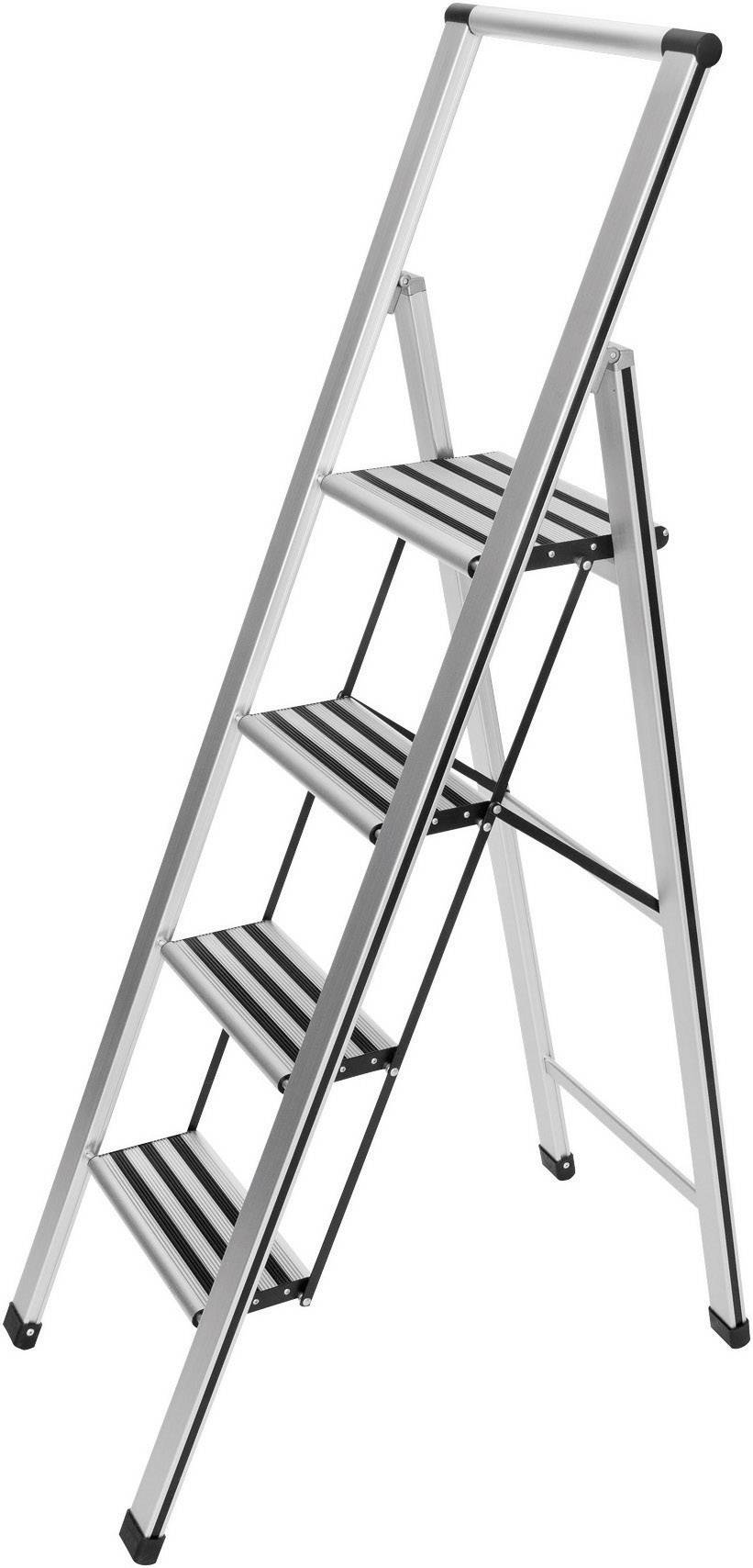 WENKO Alu-Design Klapptrittleiter 4-stufig, Haushaltsleiter