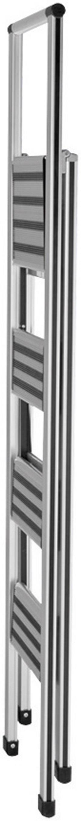WENKO Alu-Design Klapptrittleiter 4-stufig, Haushaltsleiter