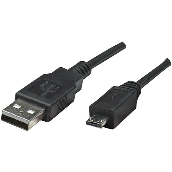 Arduino USB-Kabel USB 2.0 USB-A Stecker, USB-Micro-B Stecker 1.80m Schwarz A000071