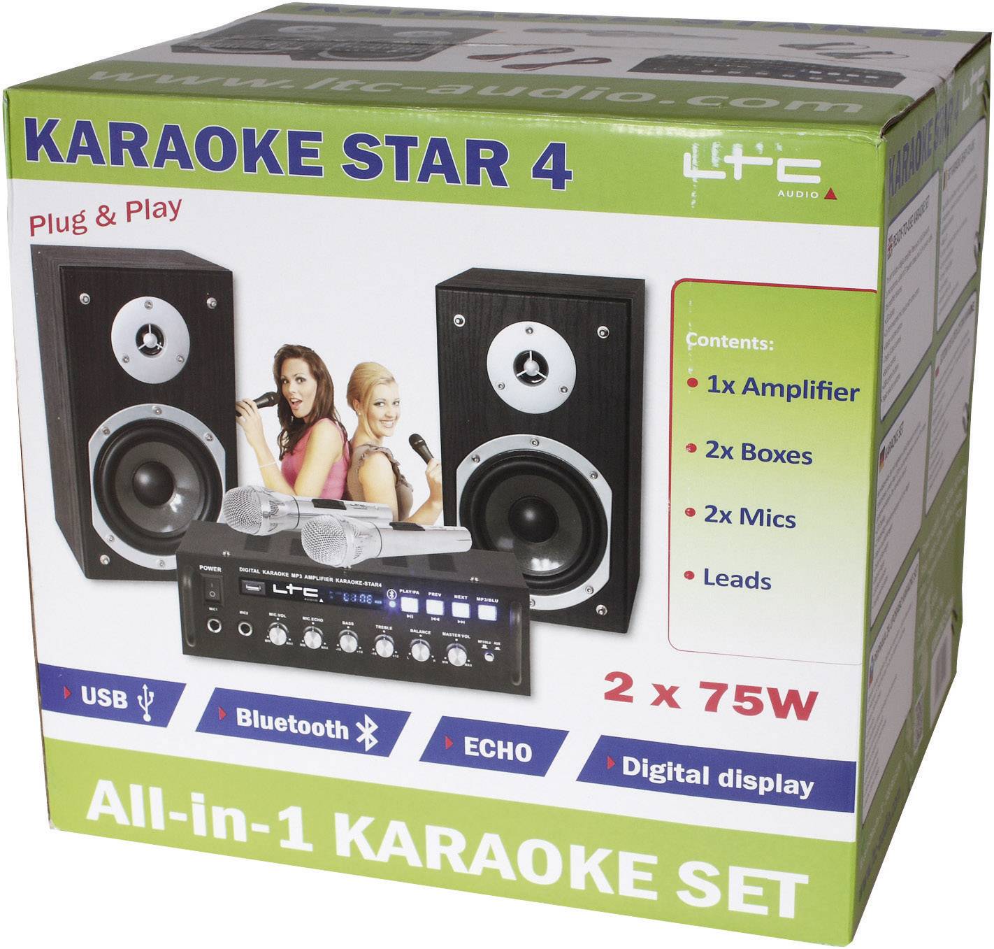 LTC Audio Karaoke Star 4 Karaoke-Anlage Inkl. Mikrofon, Inkl. Lautsprecherbox, Inkl. Karaoke-Funktion