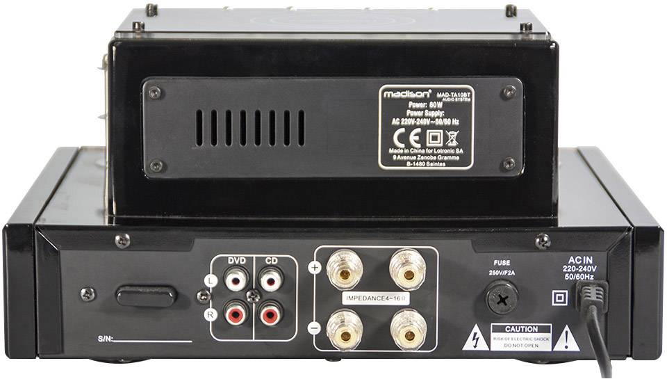 Madison MAD-TA10BT Stereo-Verstärker 2 x 25 W Schwarz, Silber