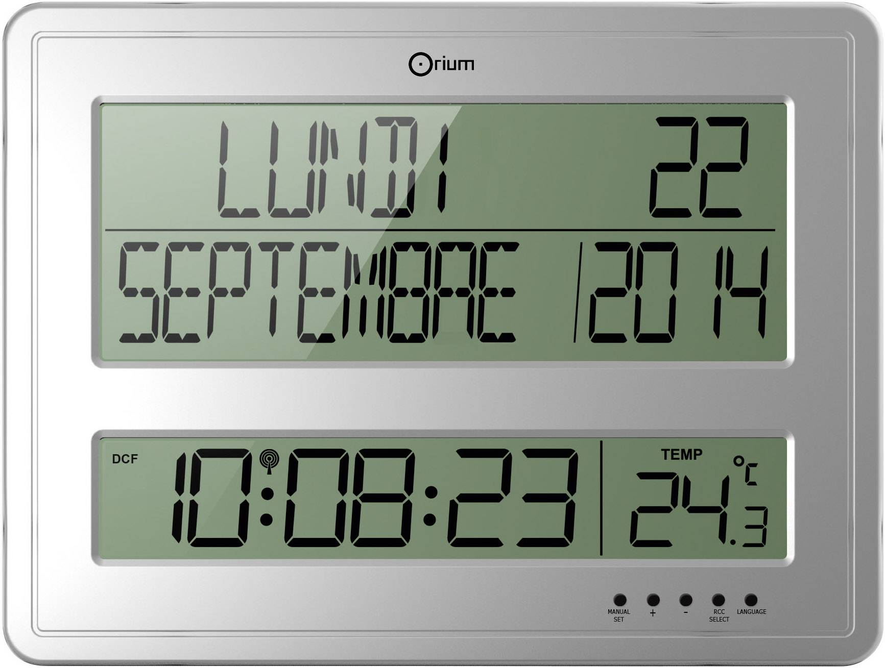 Orium 11891 Funk Wanduhr 43 cm x 32.5 cm x 3.2 cm Geschütz-Grau