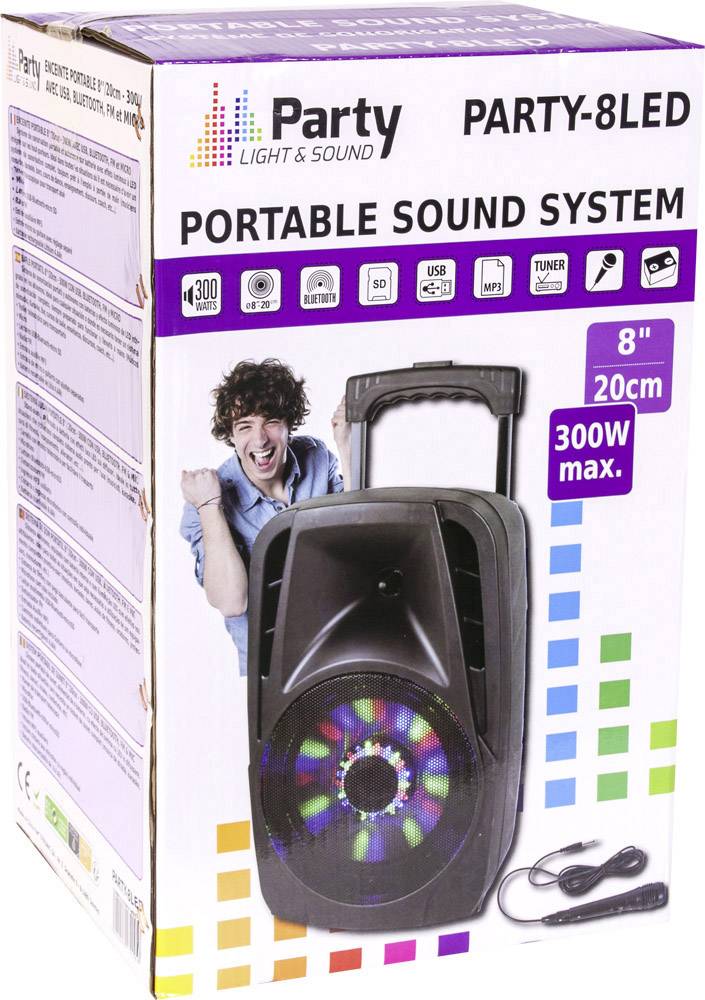 Party PARTY-8LED Mobiler Lautsprecher 20 cm 8 Zoll netzbetrieben, akkubetrieben 1 St.