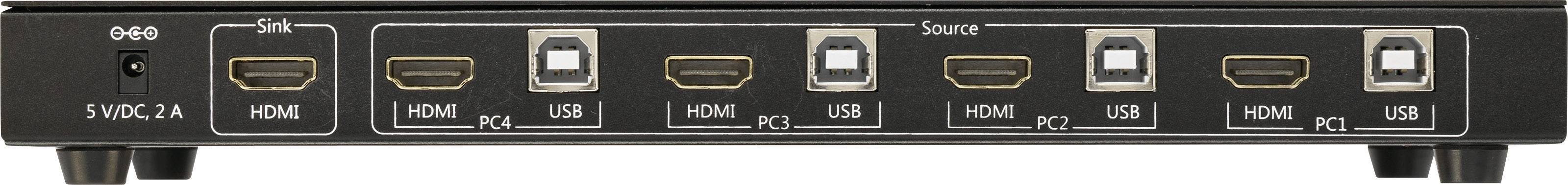 SpeaKa Professional 4 Port KVM-Umschalter HDMI USB 1920 x 1080 Pixel, 3840 x 2160 Pixel