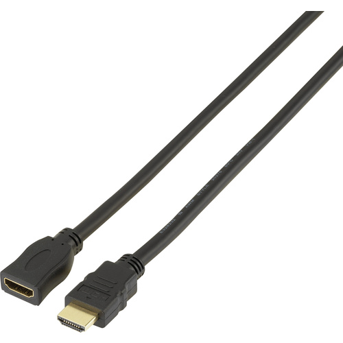 SpeaKa Professional HDMI Verlängerungskabel 5.00 m SP-4000692 Audio Return Channel, vergoldete Steckkontakte Schwarz [1x HDMI-Stecker - 1x HDMI-Buchs