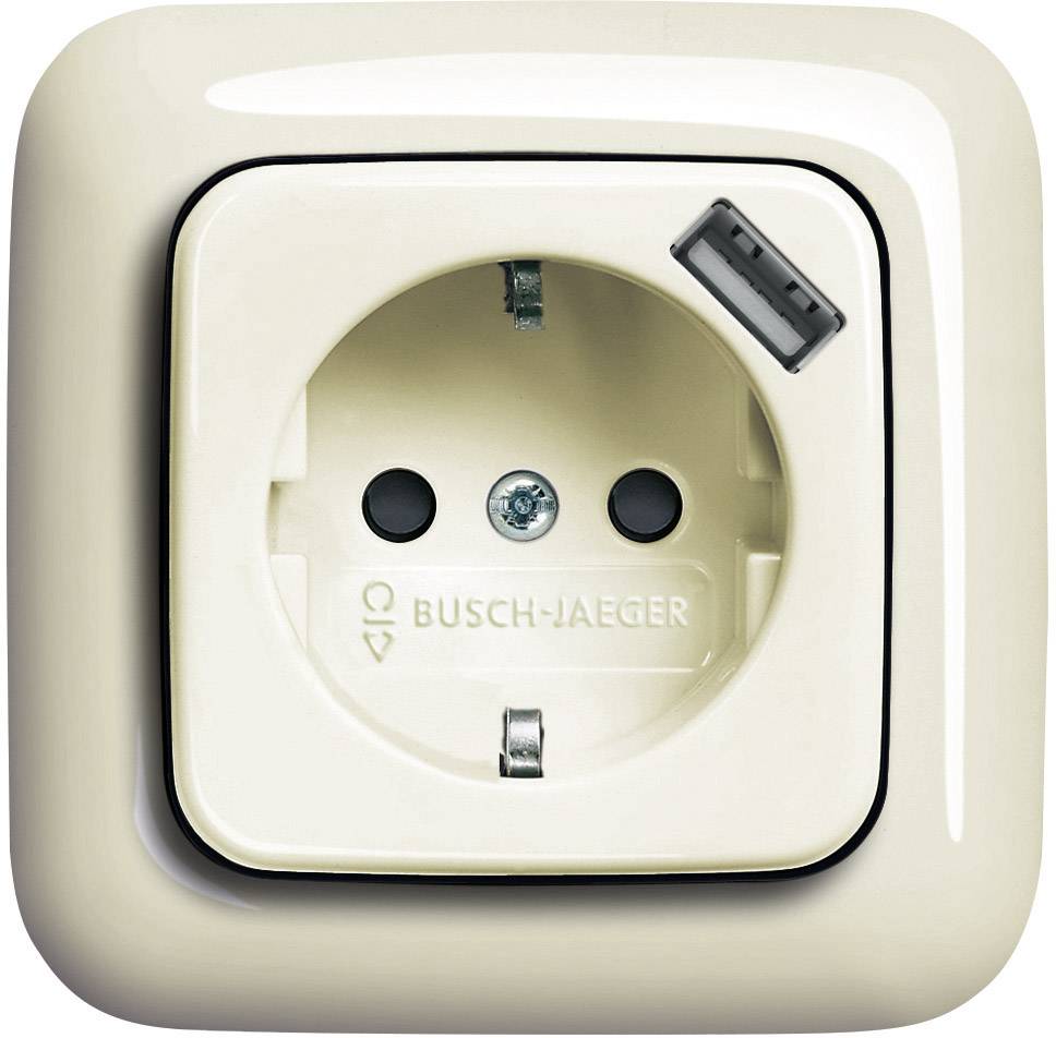 Busch-Jaeger Einsatz Schutzkontakt-Steckdose, USB-Steckdose Duro 2000 SI, Duro 2000 SI Linear Creme-Weiß 20 EUCBUSB-212 1 St.