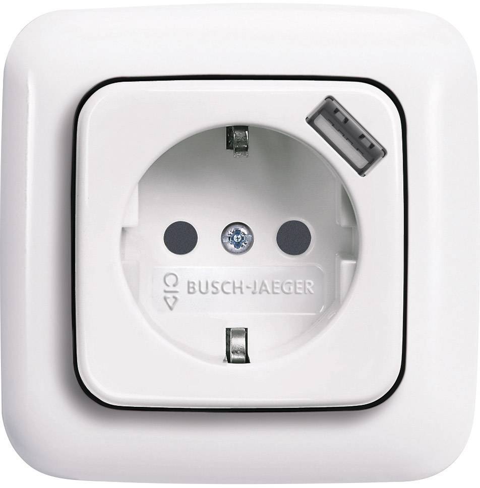 Busch-Jaeger Einsatz Schutzkontakt-Steckdose, USB-Steckdose Reflex SI, Reflex SI Linear Alpinweiß 2