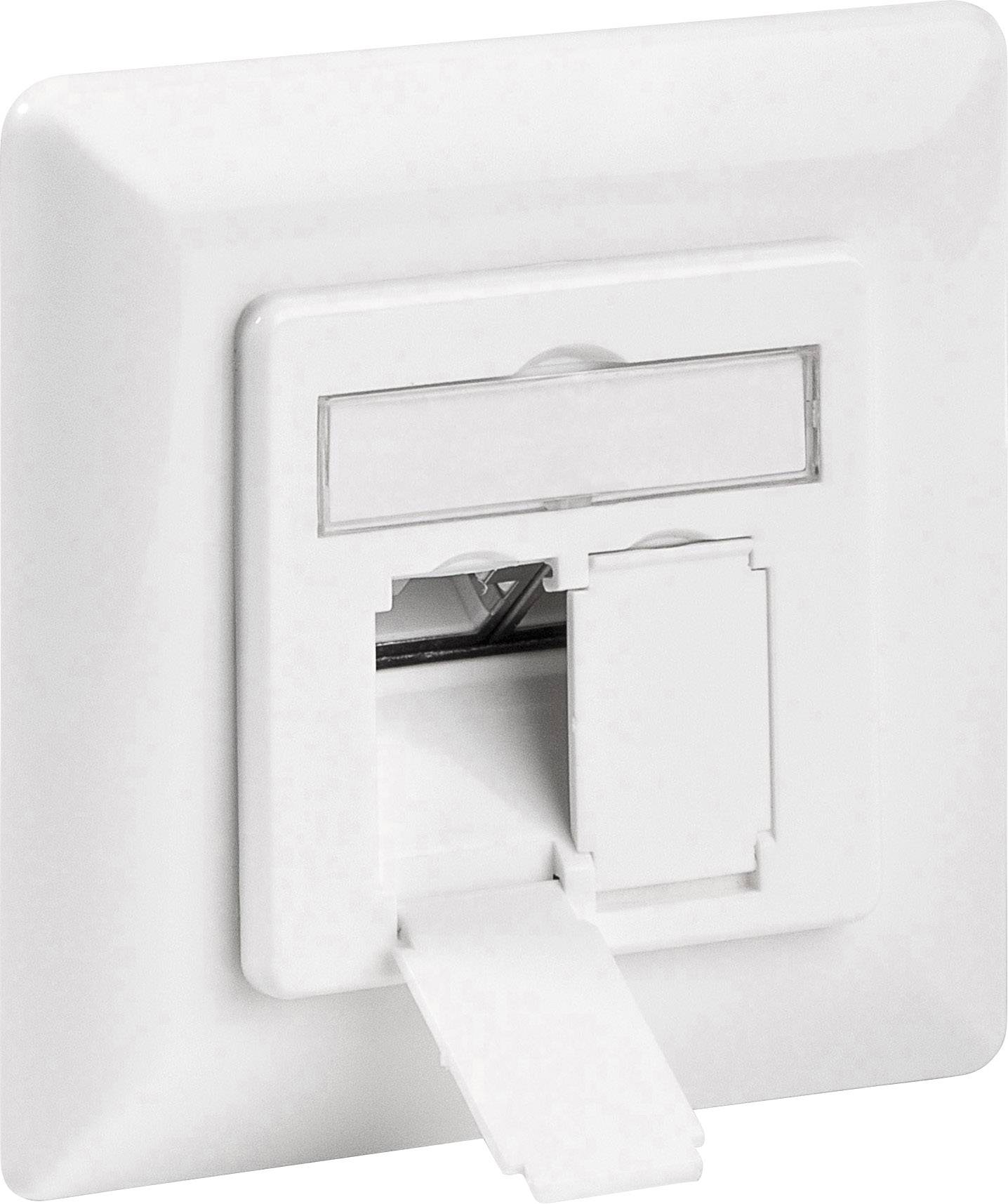 Goobay 68246 Netzwerkdose Unterputz Einsatz mit Zentralplatte und Rahmen CAT 6 Weiß