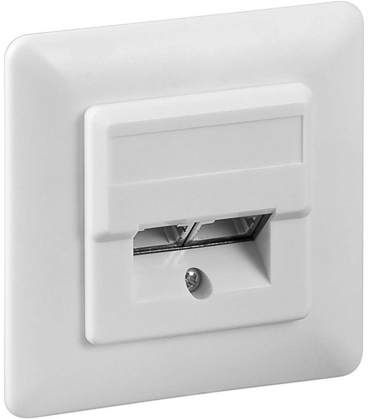 Goobay 50972 Netzwerkdose Unterputz Einsatz mit Zentralplatte und Rahmen CAT 5e 2 Port Weiß