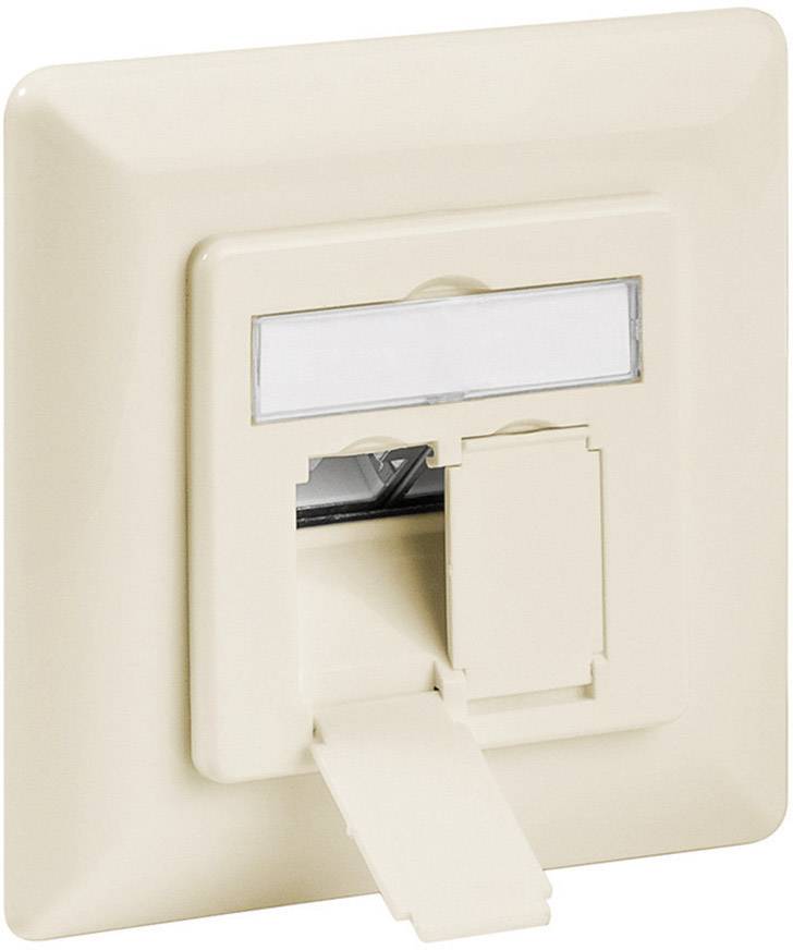 Goobay 68573 Netzwerkdose Unterputz Einsatz mit Zentralplatte und Rahmen CAT 6a Beige