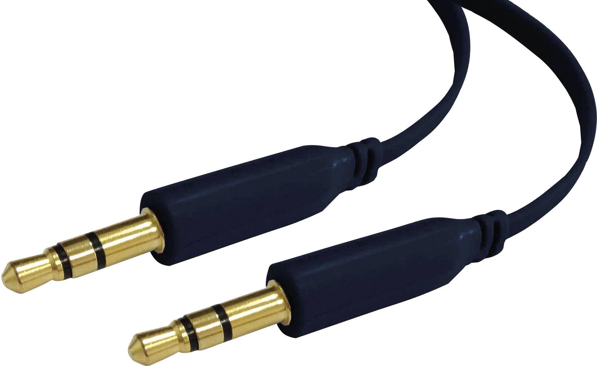 'Stereokabel mit zwei 3,5-mm-goldenen Klinkensteckern und schwarzem Kabel'.