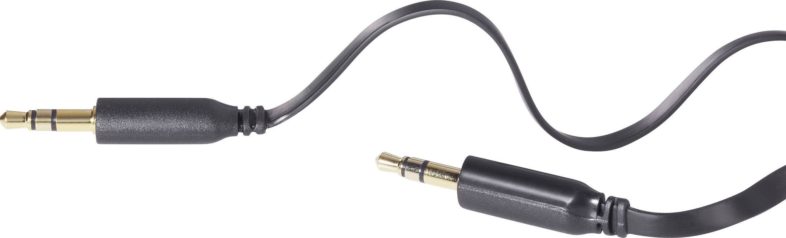 Zwei schwarze Audiokabel mit goldenen Steckern, leicht gewellt, auf weißem Hintergrund.