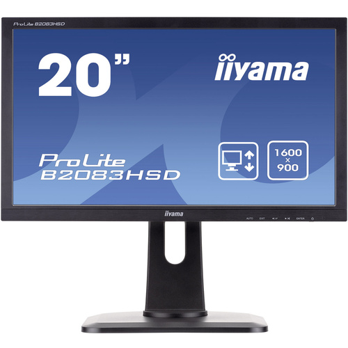 Iiyama B2083HSD LED-Monitor 49.5cm (19.5 Zoll) EEK F (A - G) 1600 x 900 Pixel WSXGA 5 ms VGA, DVI, Kopfhörer (3.5mm Klinke) TN LED