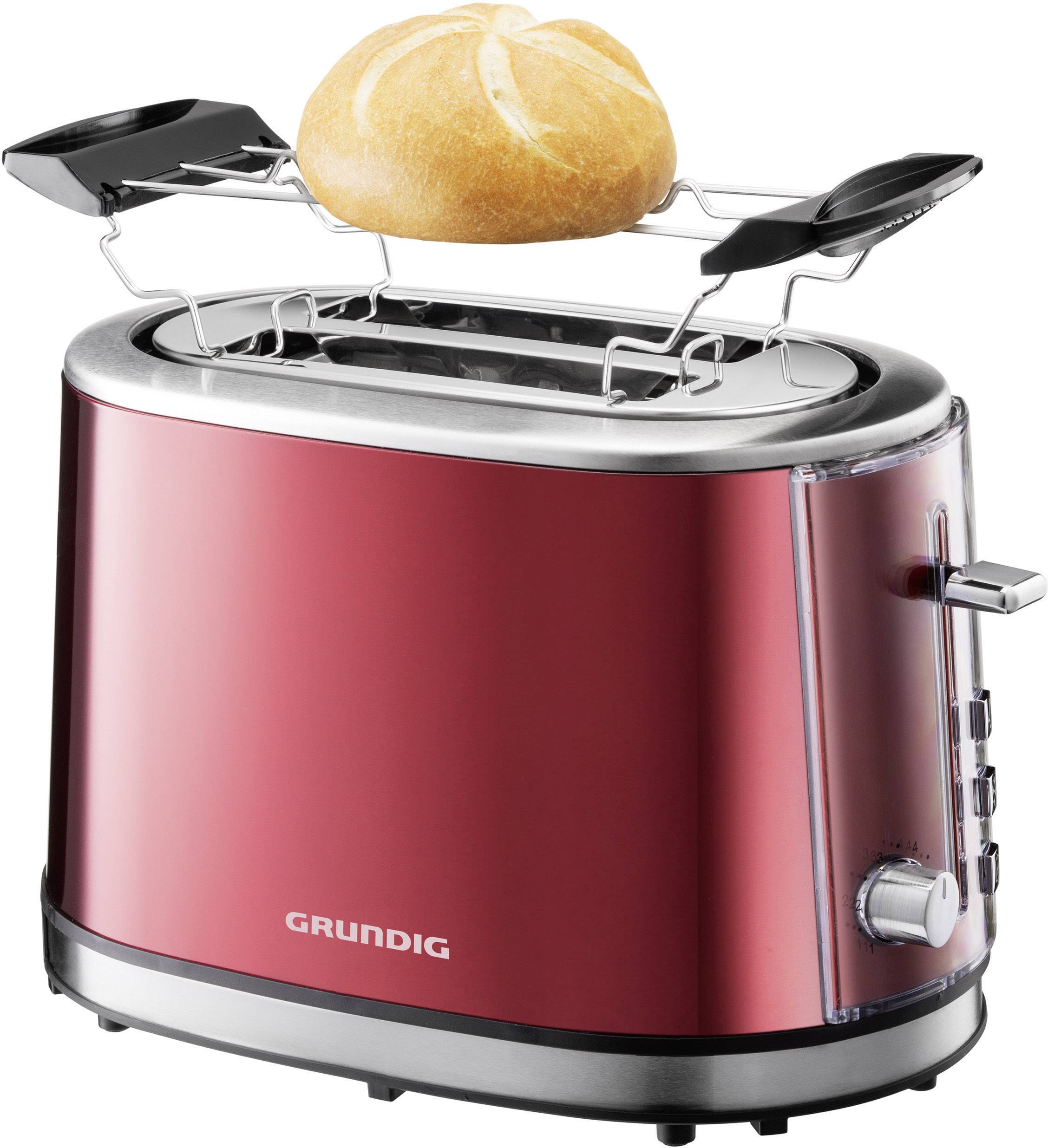 Grundig TA6330 Toaster mit Brötchenaufsatz Rot (metallic), Edelstahl ...