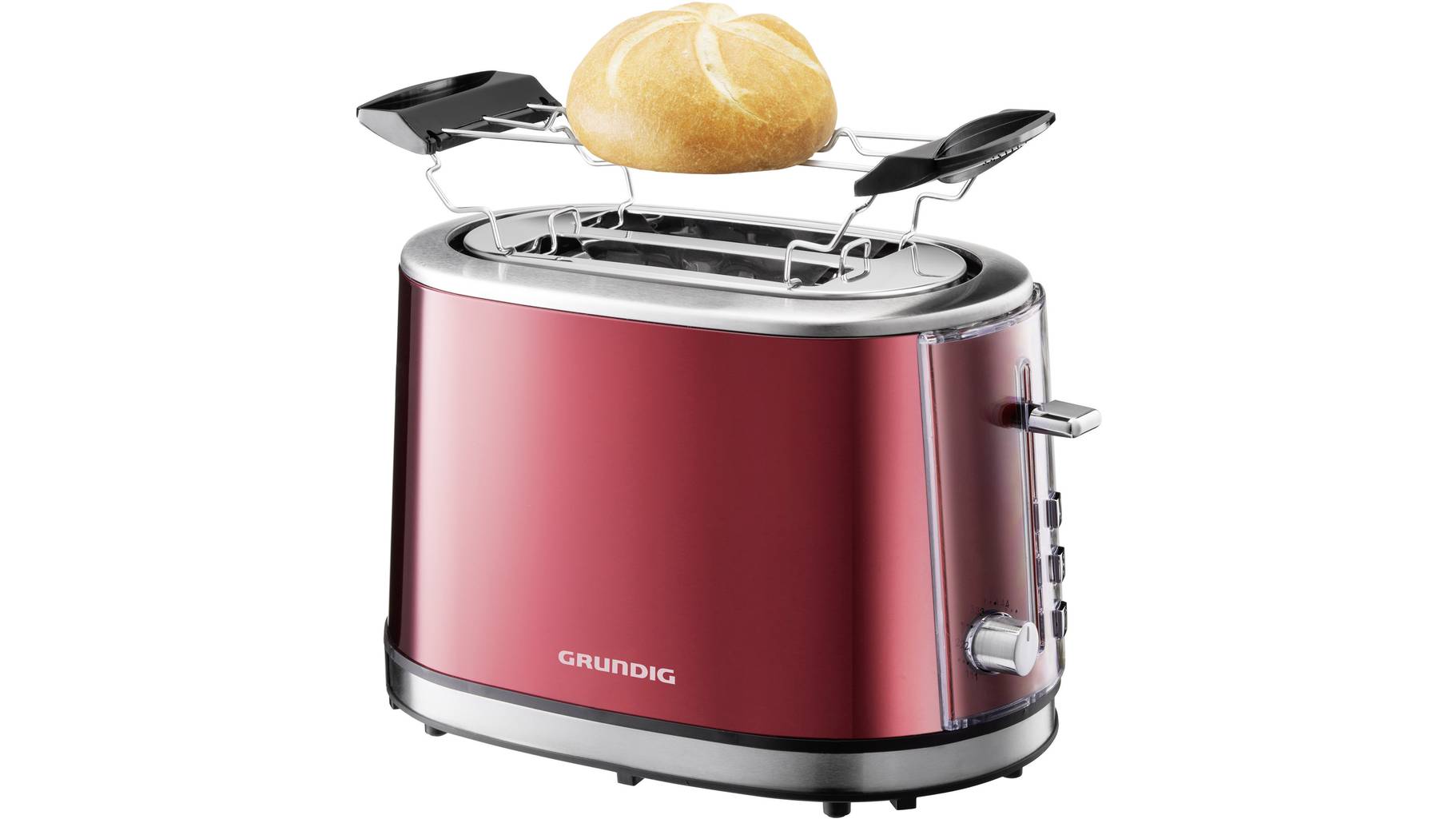 Grundig TA6330 Toaster mit Brötchenaufsatz Rot (metallic), Edelstahl ...