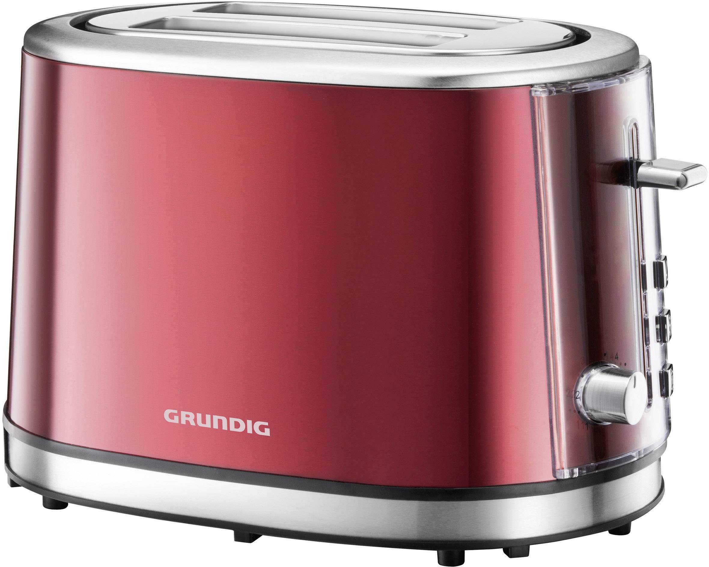 Grundig TA6330 Toaster mit Brötchenaufsatz Rot (metallic), Edelstahl