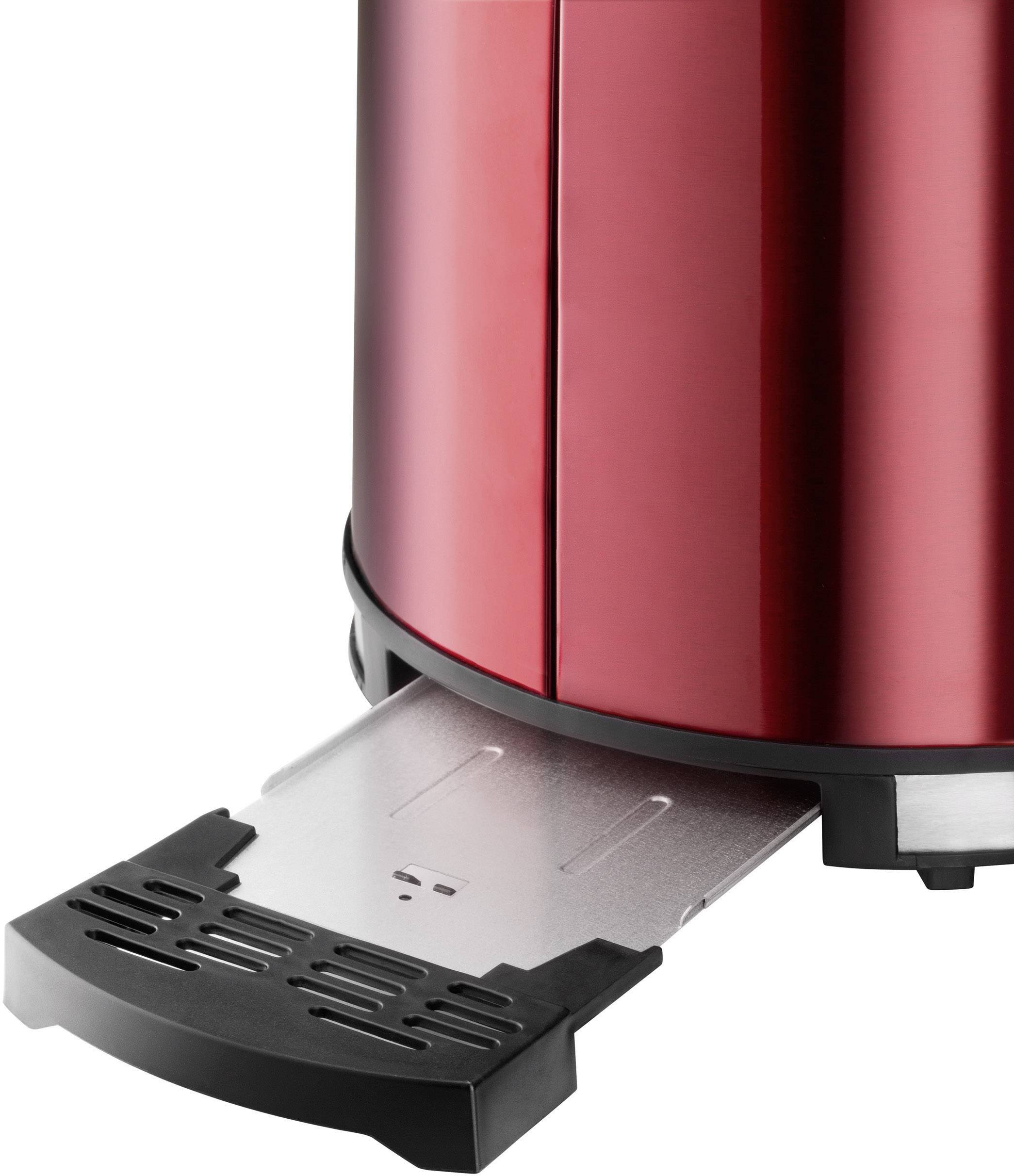 Grundig TA6330 Toaster mit Brötchenaufsatz Rot (metallic), Edelstahl