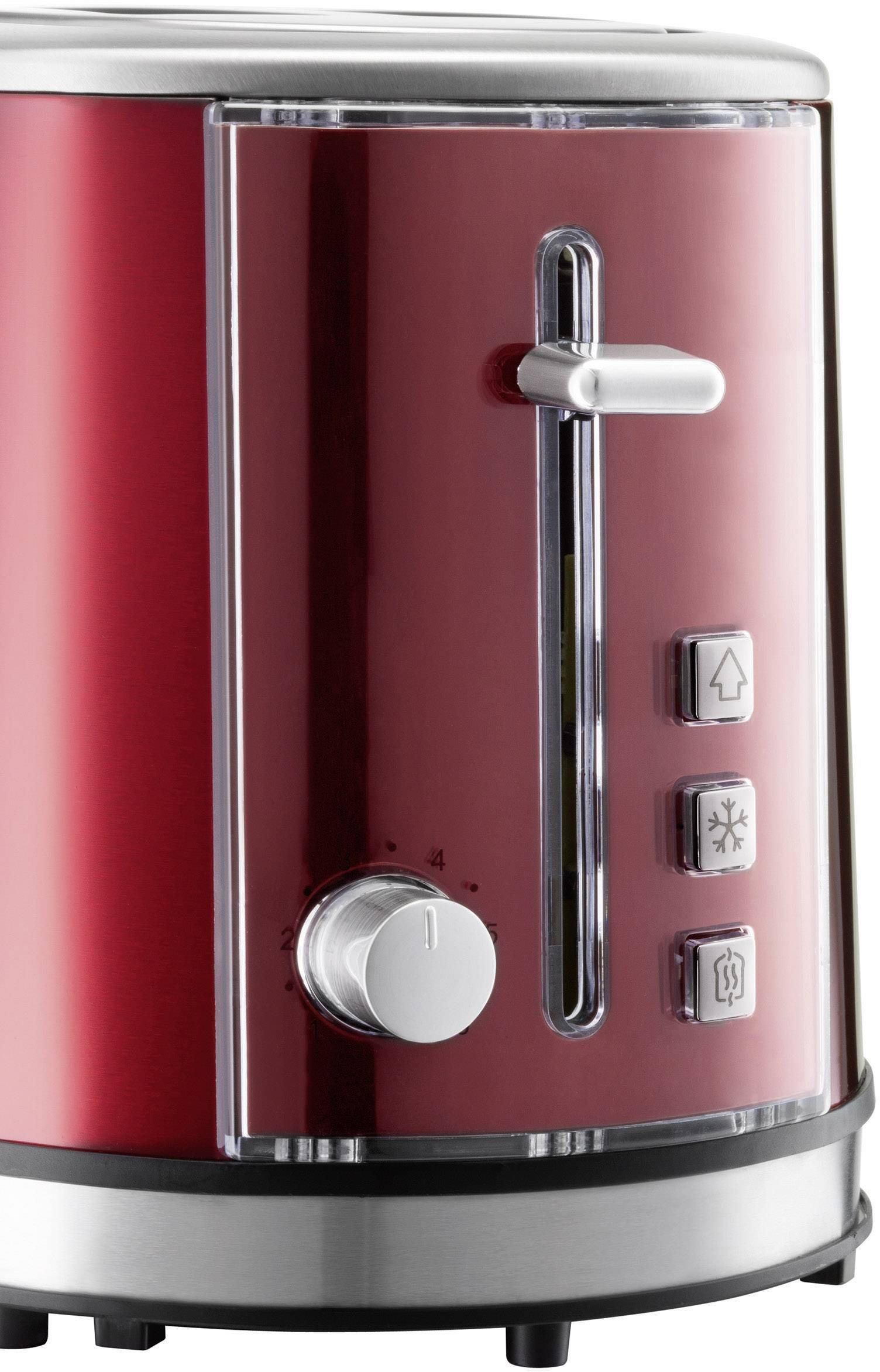 Grundig TA6330 Toaster mit Brötchenaufsatz Rot (metallic), Edelstahl