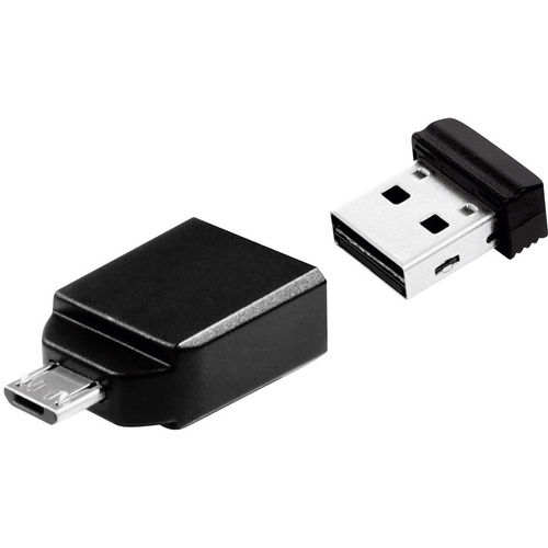 Verbatim Nano Store N GO USB-Zusatzspeicher Smartphone/Tablet Schwarz 16GB USB 2.0 Micro USB 2.0