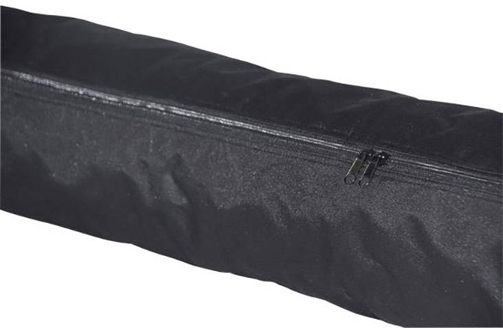 Schwarze, längliche Tasche mit Reißverschluss, geeignet zum Verstauen oder Transportieren schlanker, länglicher Gegenstände.