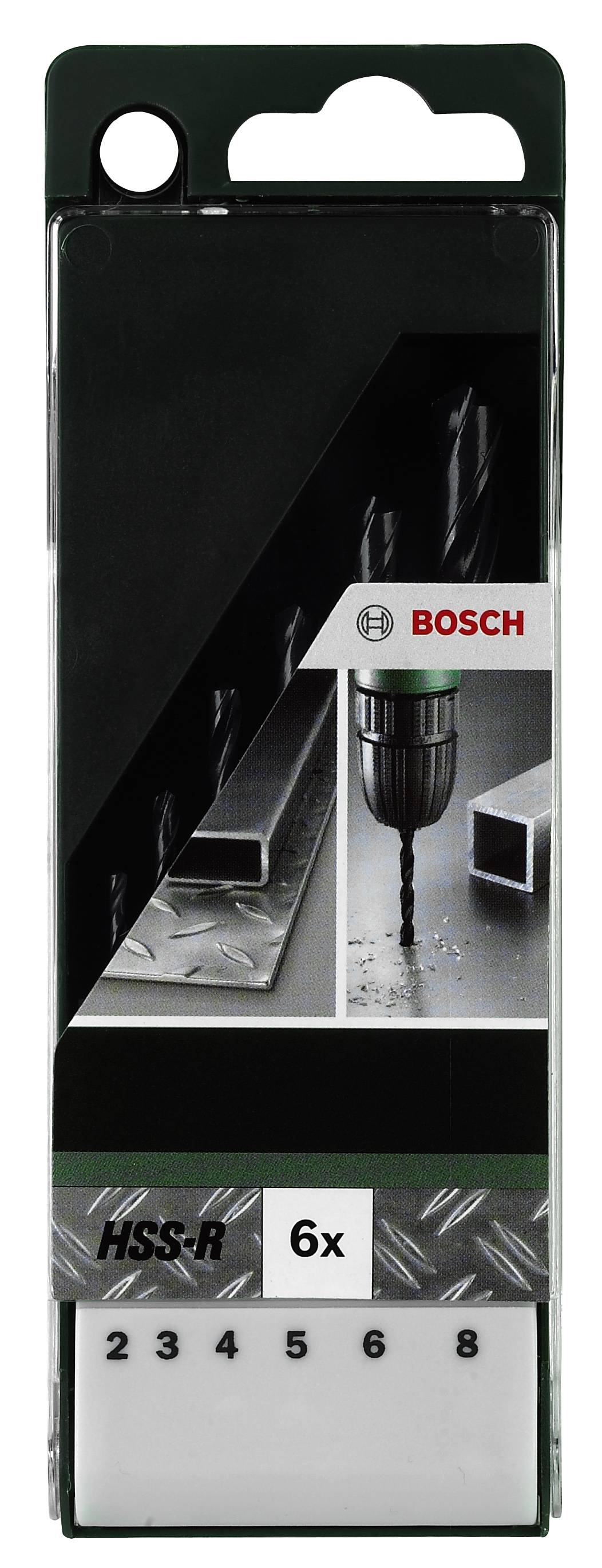 Bosch Accessories 2609255029 HSS Metall-Spiralbohrer-Set 6teilig 2 mm, 3 mm, 4 mm, 5 mm, 6 mm, 8mm rollgewalzt DIN 338