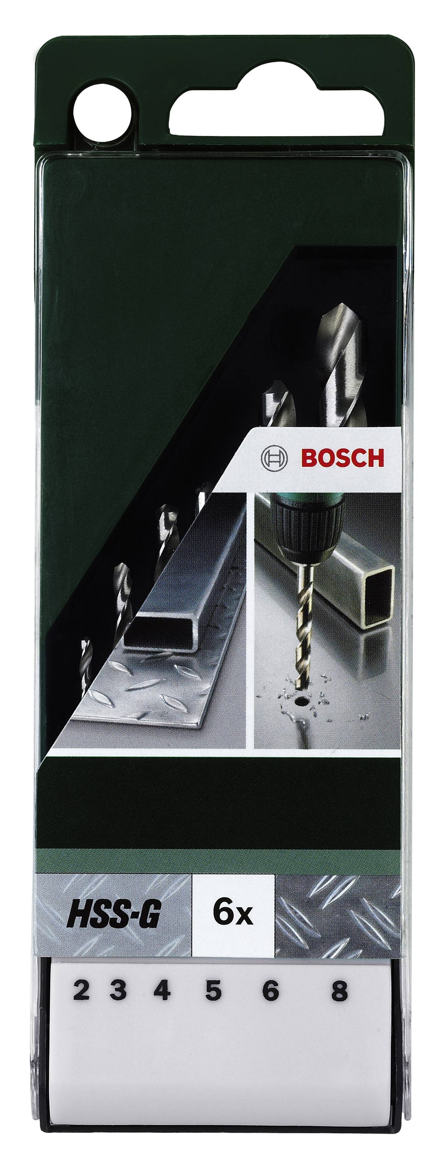 Bosch Accessories 2609255060 HSS Metall-Spiralbohrer-Set 6teilig 2 mm, 3 mm, 4 mm, 5 mm, 6 mm, 8mm geschliffen DIN 338