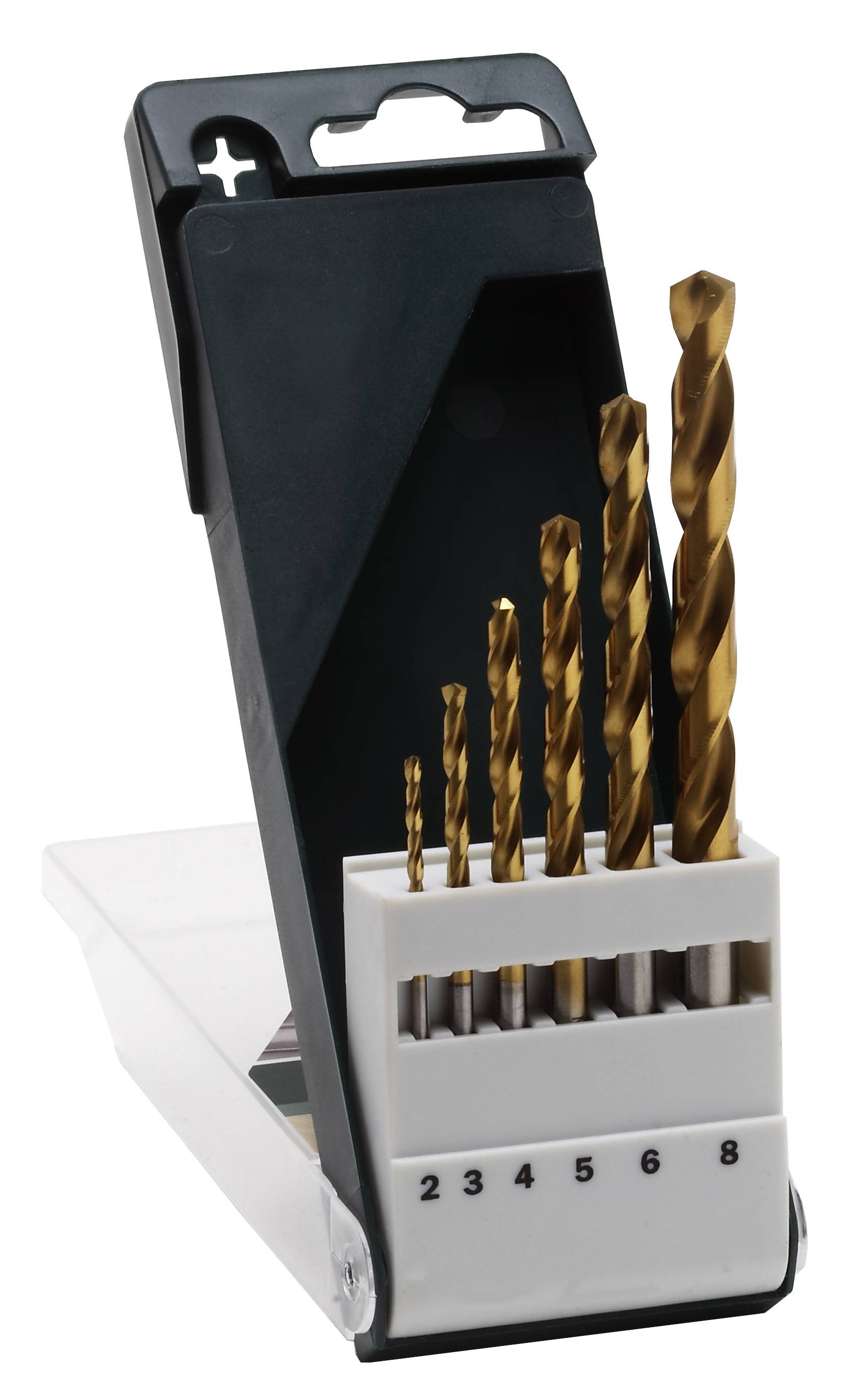 Bosch Accessories 2609255113 HSS Metall-Spiralbohrer-Set 6teilig 2 mm, 3 mm, 4 mm, 5 mm, 6 mm, 8mm TiN DIN 338 Zylinderschaft